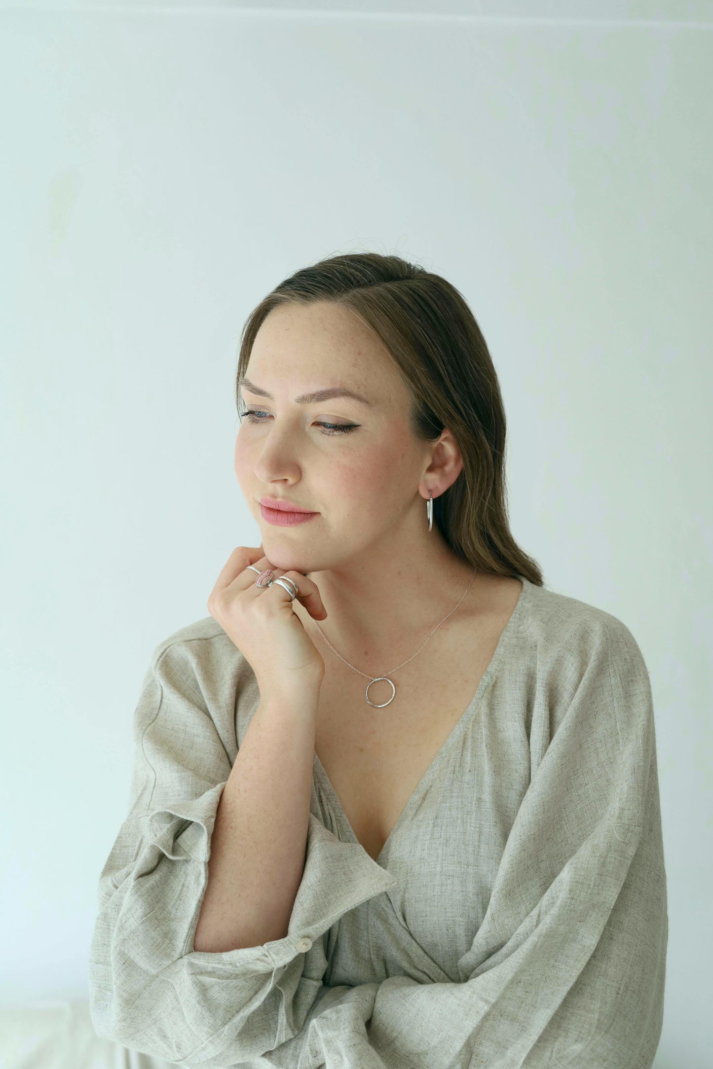 Sterling Silver Hammered Hoop Pendant