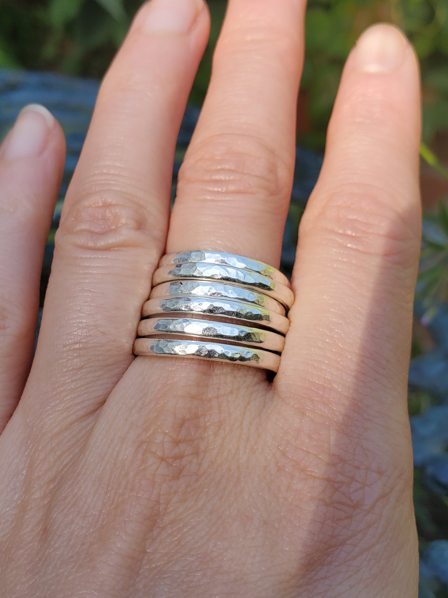 Textured Hammered Silver Stacking Ring