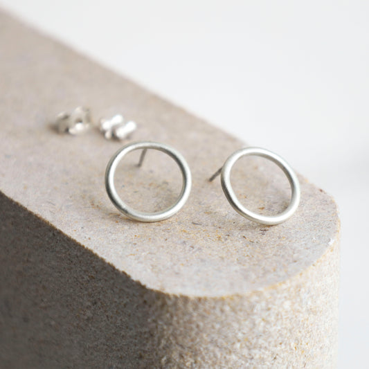 Sterling Silver Satin Hoop Studs