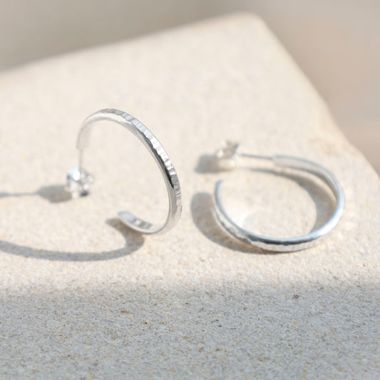 Small Hammered Sterling Silver Hoops