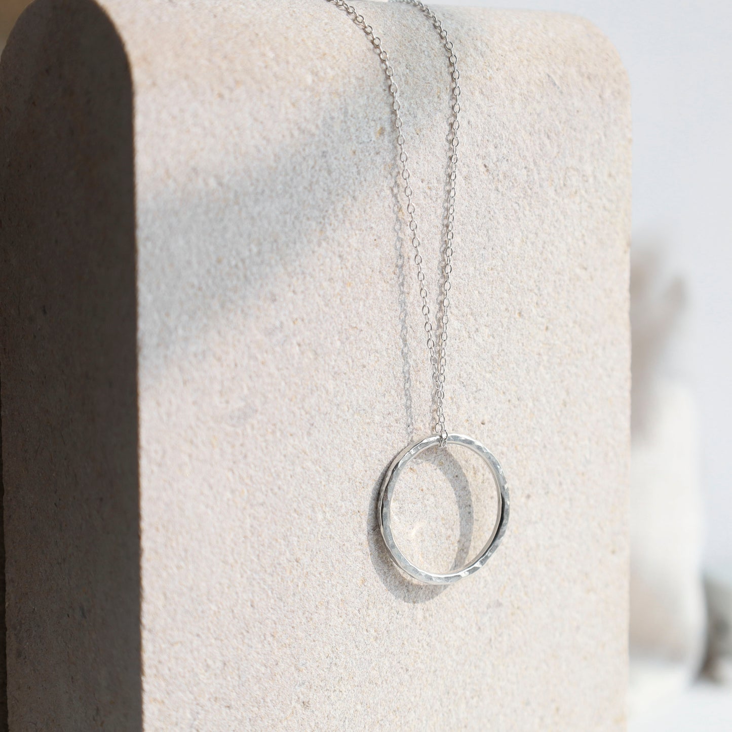 Sterling Silver Hammered Hoop Pendant