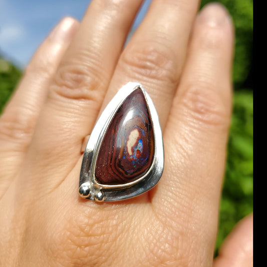 Yowah Boulder Opal Ring with Granulation