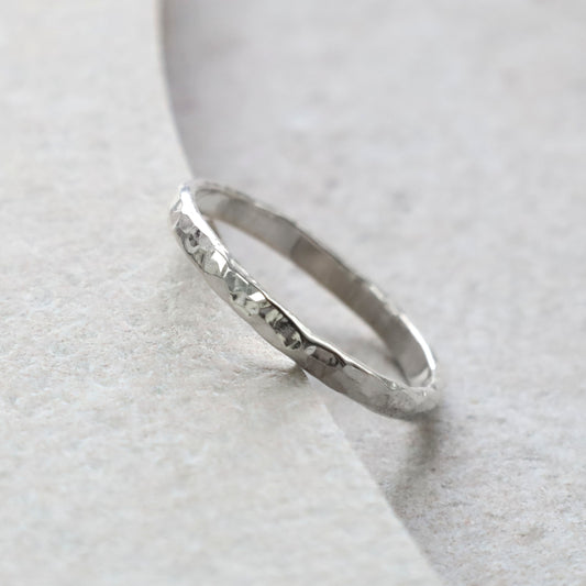 Textured Hammered Silver Stacking Ring
